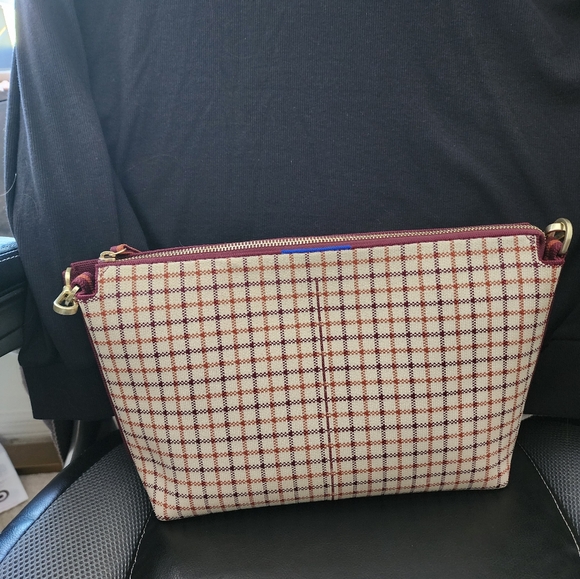 Rothy's Plaid Crossbody Bag in Brown and Cream - Picture 5 of 11